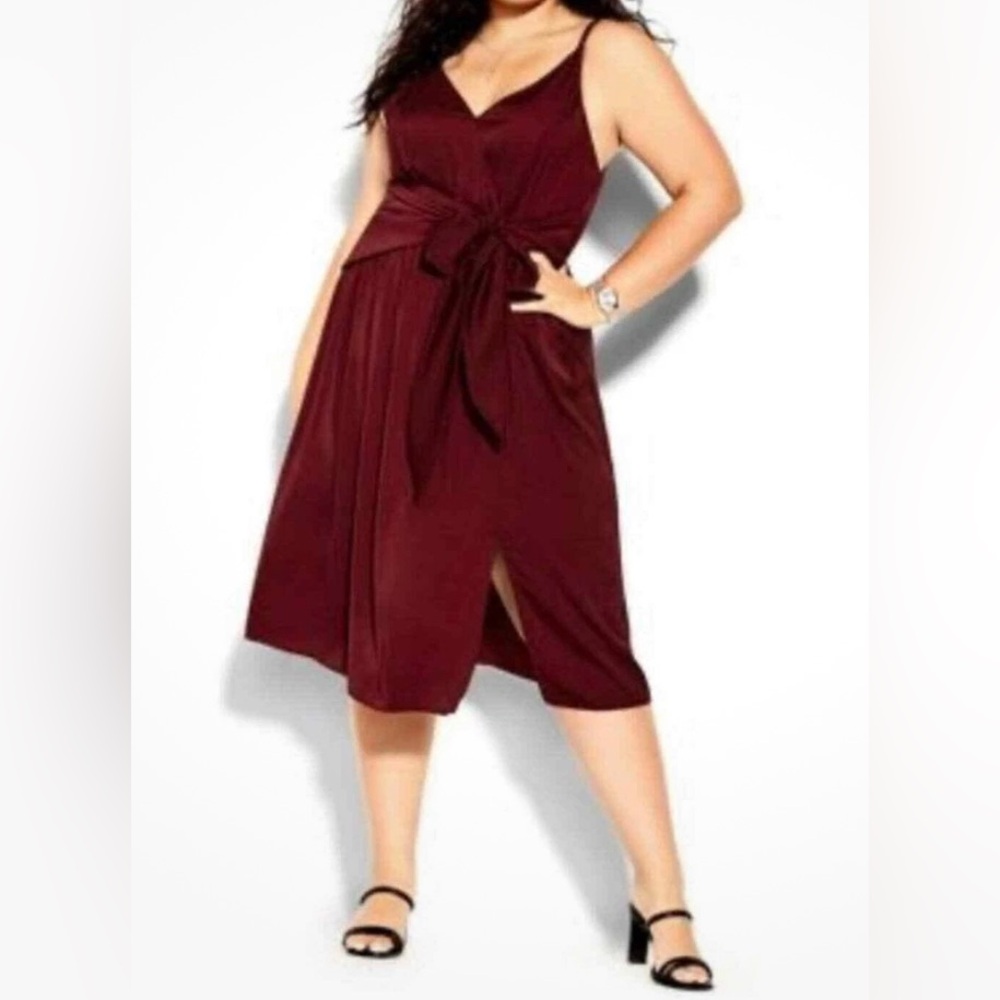 City Chic Deep Burgundy Dress Dreaming Midi Dress SKU1288